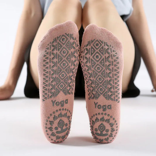 Elegant Cotton Yoga Socks with Enhanced Grip