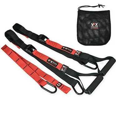 Valor Fitness Adjustable Bodyweight Suspension Strength Training Resistance Straps With Storage Bag - Portable VFX Full Body Home Gym Workout